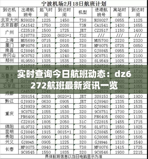 實(shí)時(shí)查詢今日航班動(dòng)態(tài)：dz6272航班最新資訊一覽