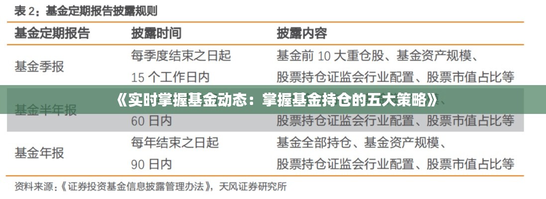 《實時掌握基金動態(tài)：掌握基金持倉的五大策略》