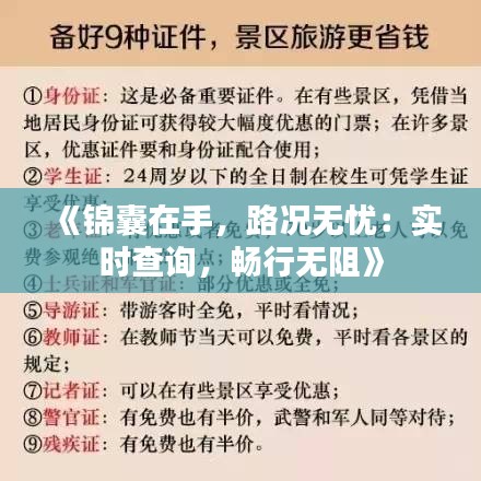 《錦囊在手，路況無憂：實時查詢，暢行無阻》