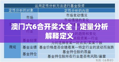 澳門六6合開獎大全｜定量分析解釋定義