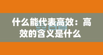 什么能代表高效：高效的含義是什么 