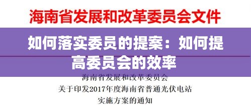 如何落實(shí)委員的提案：如何提高委員會(huì)的效率 