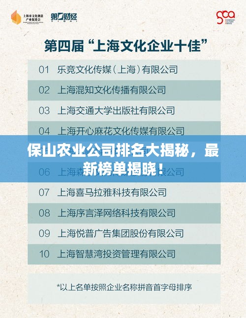 保山農(nóng)業(yè)公司排名大揭秘，最新榜單揭曉！