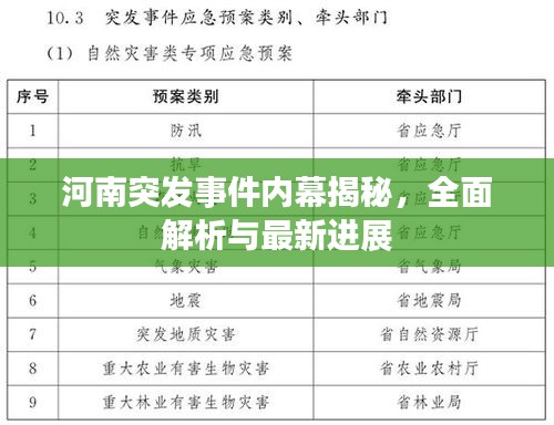 河南突發(fā)事件內(nèi)幕揭秘，全面解析與最新進(jìn)展