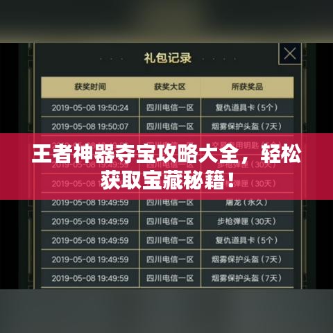 王者神器奪寶攻略大全，輕松獲取寶藏秘籍！