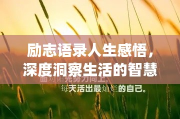 勵(lì)志語錄人生感悟，深度洞察生活的智慧