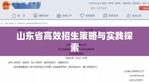 山東省高效招生策略與實(shí)踐探索