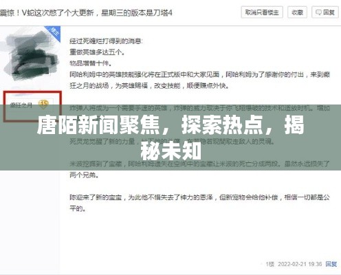 唐陌新聞聚焦，探索熱點，揭秘未知